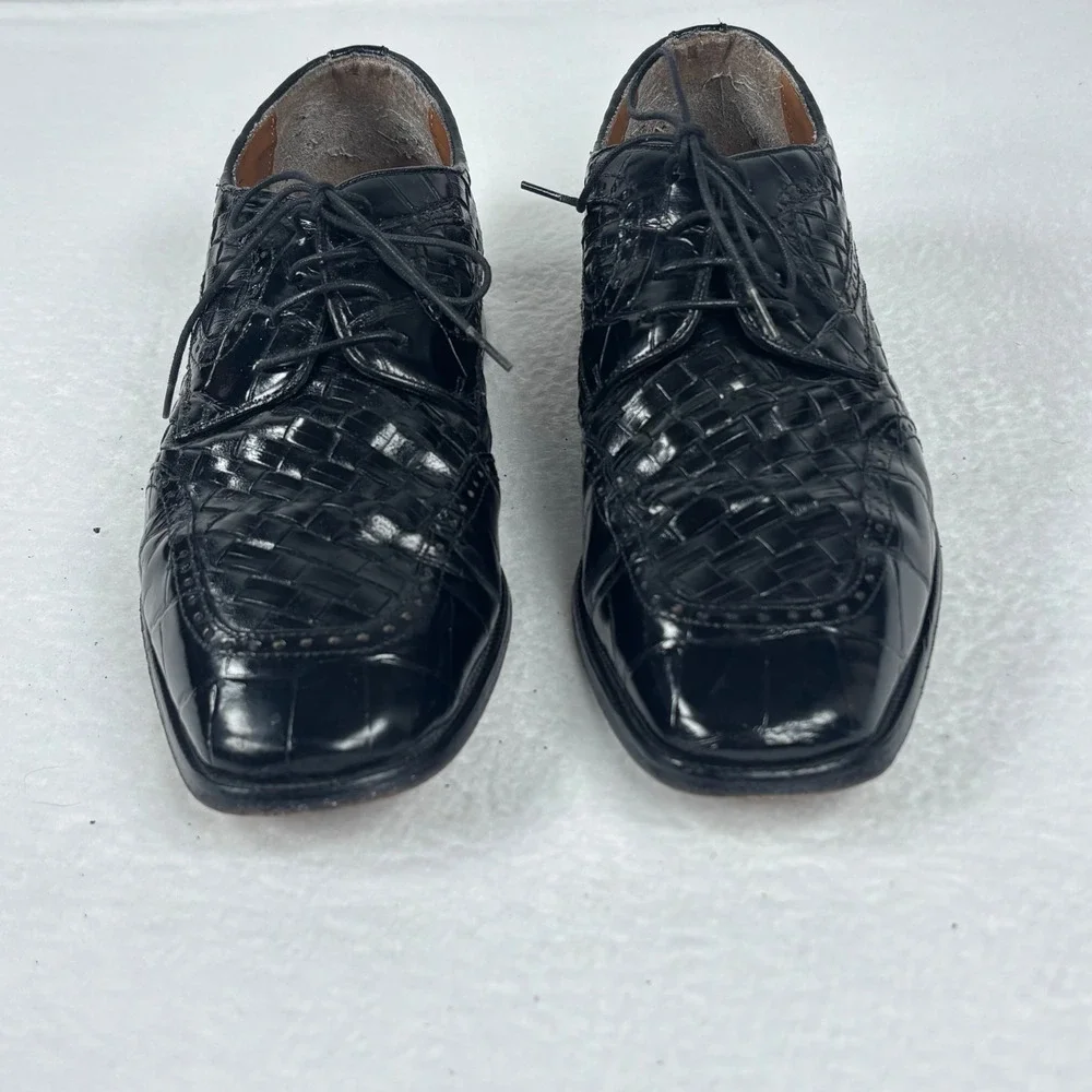 Stacy Adams Woven Oxford Mens 10 M Black‎ Good Leather Brogue Formal Dress Shoes